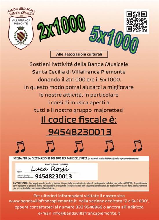 2 per mille Banda Musicale Villafranca Piemonte